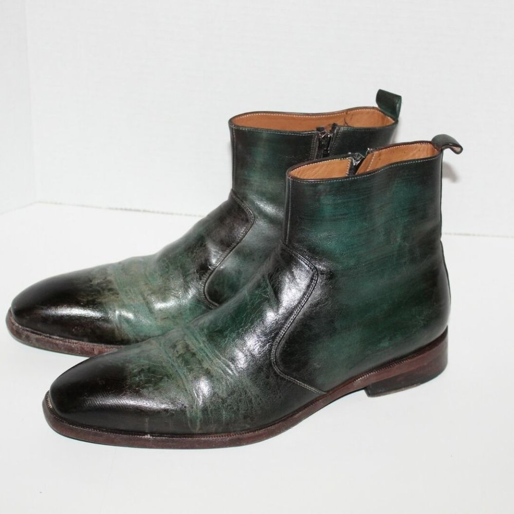 Paul Parkman Handmade Turquoise Burnished Side Zipper Boots 9 / 9.5 EU 42 H12249 - Picture 2 of 12